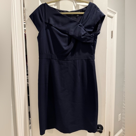 J.Crew Navy Wool Oragami Sheath Dress, size 12 - Picture 3 of 7